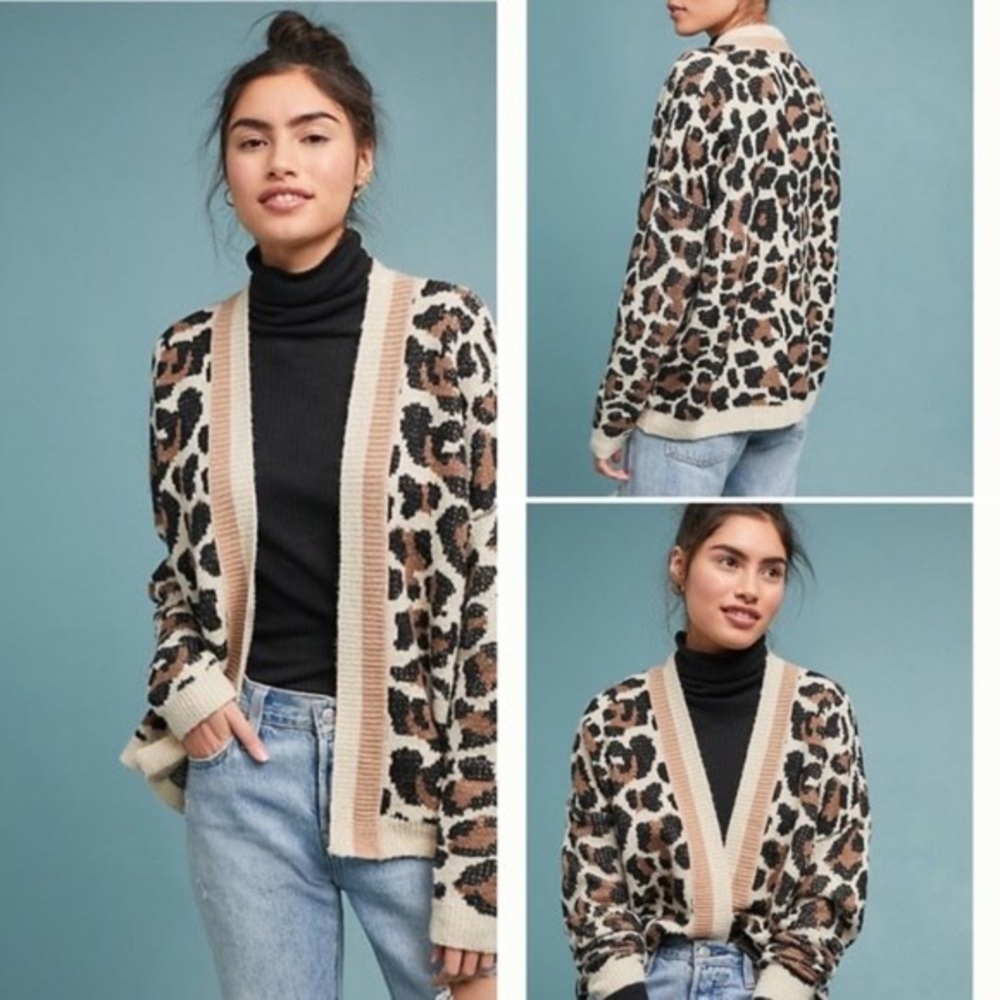 Anthropologie Leopard Cardigan